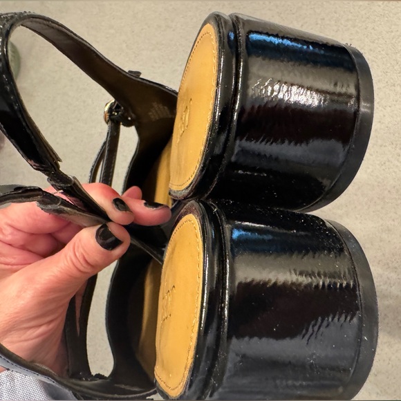 J. Crew Mart Jane Black Patent Leather Slingback Heels - Picture 3 of 6